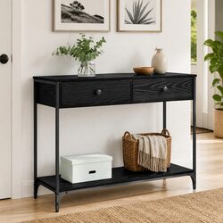 Engineered Wood Console Table Black Oak 100x34.5x75cm