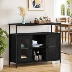 Black Oak Engineered Wood Storage Cabinet Sideboard