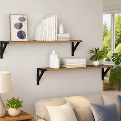 Floating Wall Shelves with Metal Frames for Storage