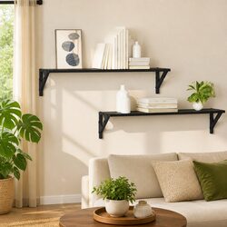 Floating Wall Shelves Black 2 pcs 80 x 15 x 15.5 cm