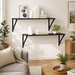 Engineered Wood Black Wall Shelves 80 x 25 x 25.5 cm 2 pcs