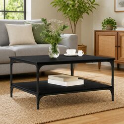 Industrial Coffee Table with Engineered Wood and Metal