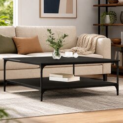 Industrial Coffee Table with Metal and Engineered Wood