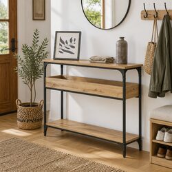 Console Table with Engineered Wood and Steel Frame