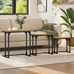 3-Piece Nesting Coffee Table Set - Industrial Style