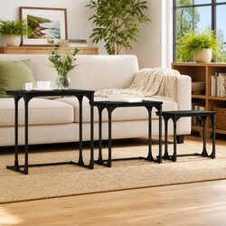 Nesting Coffee Table Set of 3 with Industrial Design