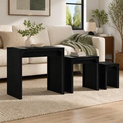 Nesting Coffee Table Set: 3 Pieces in Black Oak