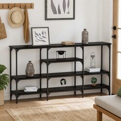 Console Table with Engineered Wood and Steel Frame