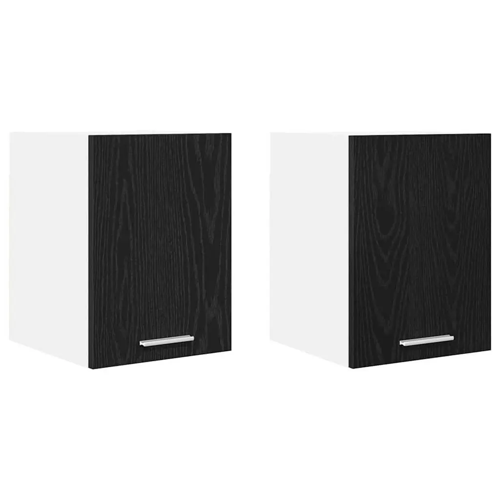 Storage Hanging Kitchen Cabinet 30x31x40cm Black Oak White 2 Piece