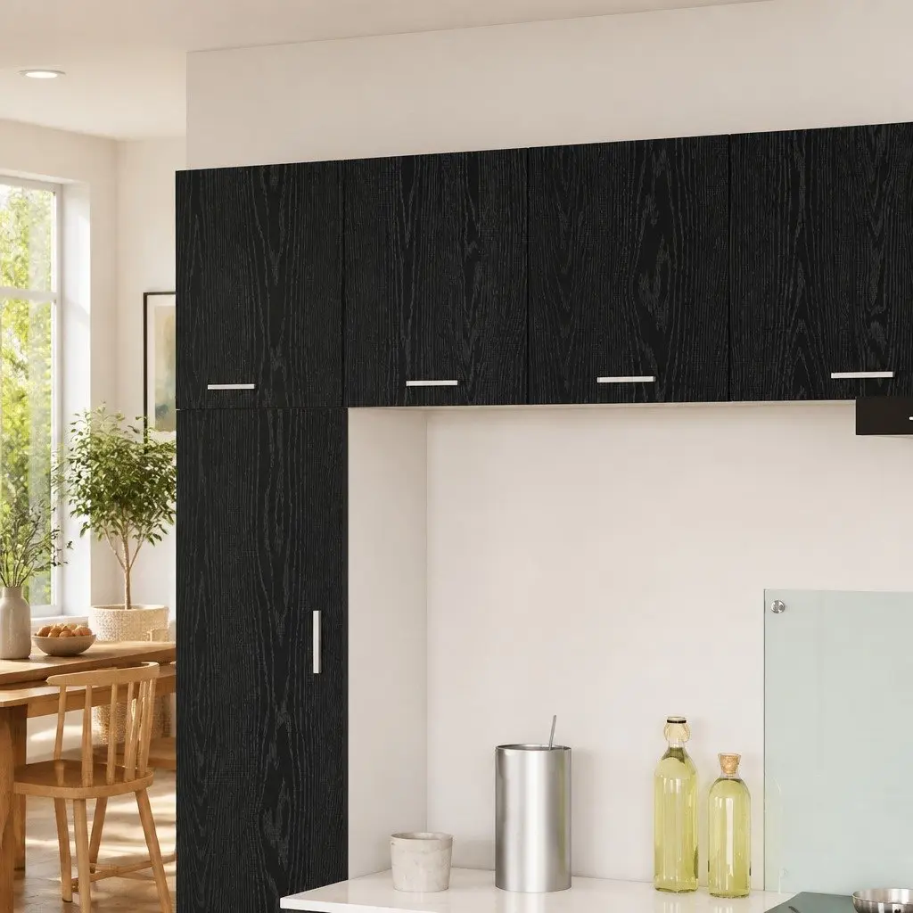 Hanging Kitchen Cabinet Modern Space Saving 40x31x40cm Black Oak White