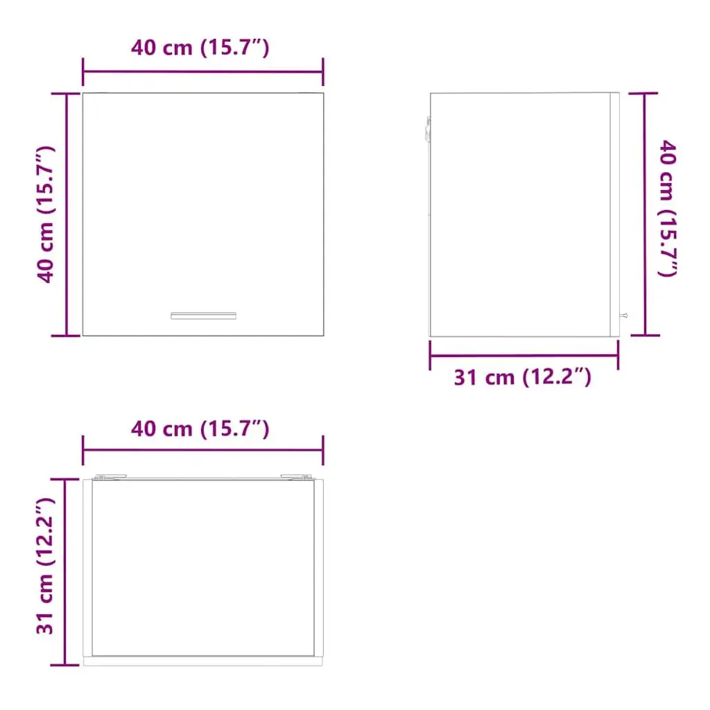 Hanging Kitchen Cabinet Modern Space Saving 40x31x40cm Black Oak White