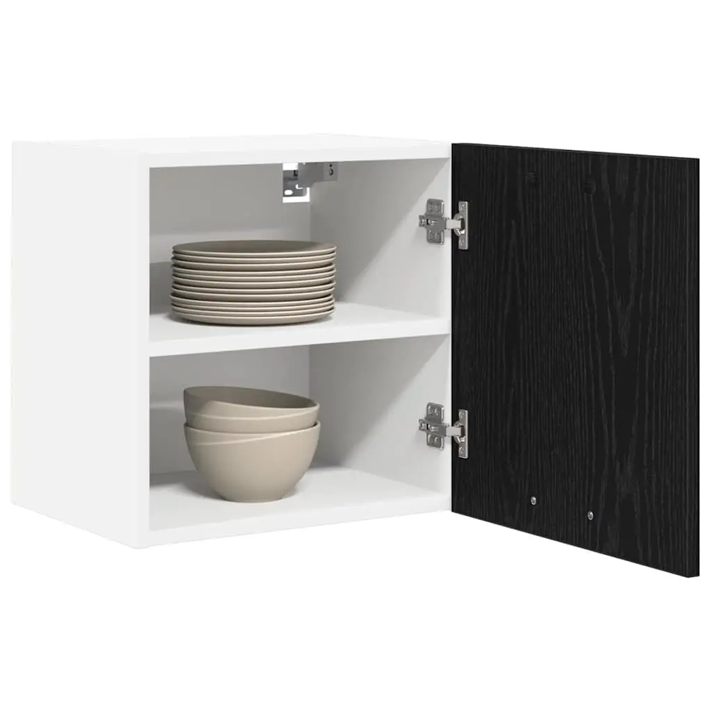 Hanging Kitchen Cabinet Modern Space Saving 40x31x40cm Black Oak White