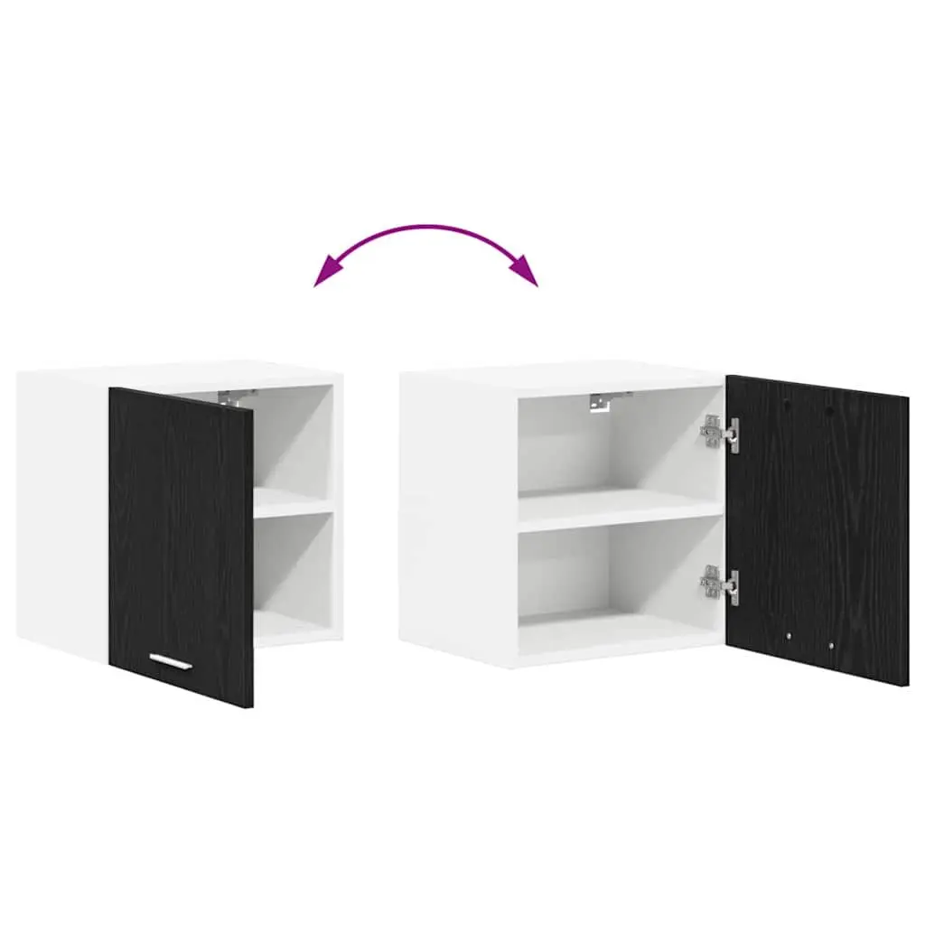 Kitchen Cabinet Modern Storage Organiser 2 pcs Black Oak White