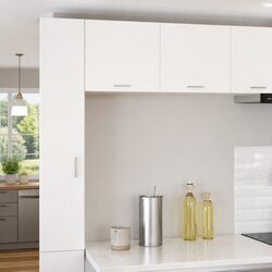 Hanging Kitchen Cabinet with Door in White, Engineered Wood