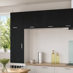 Hanging Kitchen Cabinet with Door in Black Oak and White 50x31x40cm