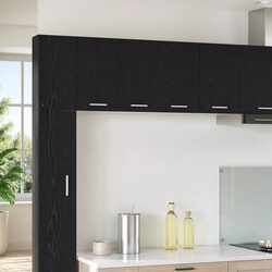 Wall-Mounted Kitchen Storage Cabinet Black Oak White 60x31x40cm