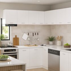 White Hanging Kitchen Cabinet - Engineered Wood Construction