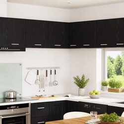 Modern Black Oak and White Wall-Mounted Kitchen Cabinet 57x57x40cm