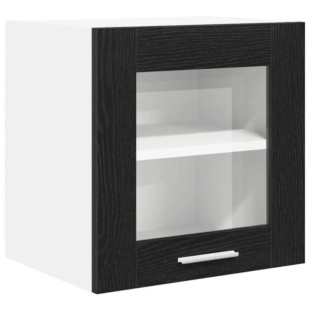 Hanging Kitchen Cabinet Modern Storage 2 Piece Black Oak
