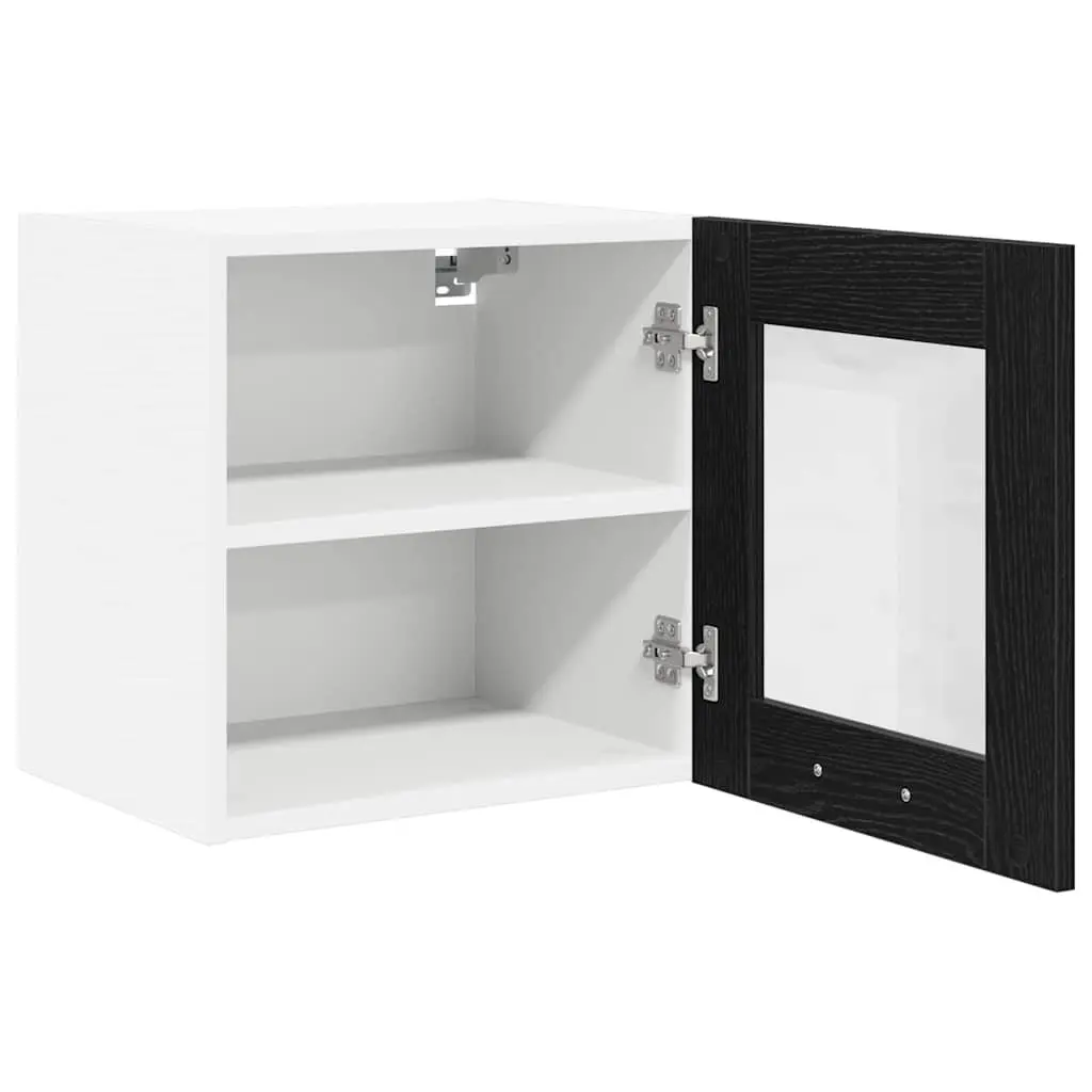 Hanging Kitchen Cabinet Modern Storage 2 Piece Black Oak