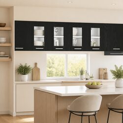 Engineered Wood Hanging Kitchen Cabinet in Black Oak