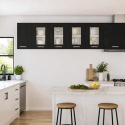 Engineered Wood Hanging Cabinets in Black Oak Finish