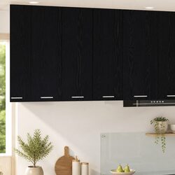 Black Oak and White Hanging Kitchen Cabinets 2-Pack