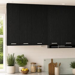Hanging Kitchen Cabinet in Black Oak and White 40x31x80cm