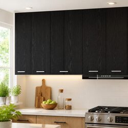 Kitchen Hanging Cabinet with Single Door in Black Oak/White