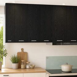 Efficient Black Oak Hanging Kitchen Cabinet