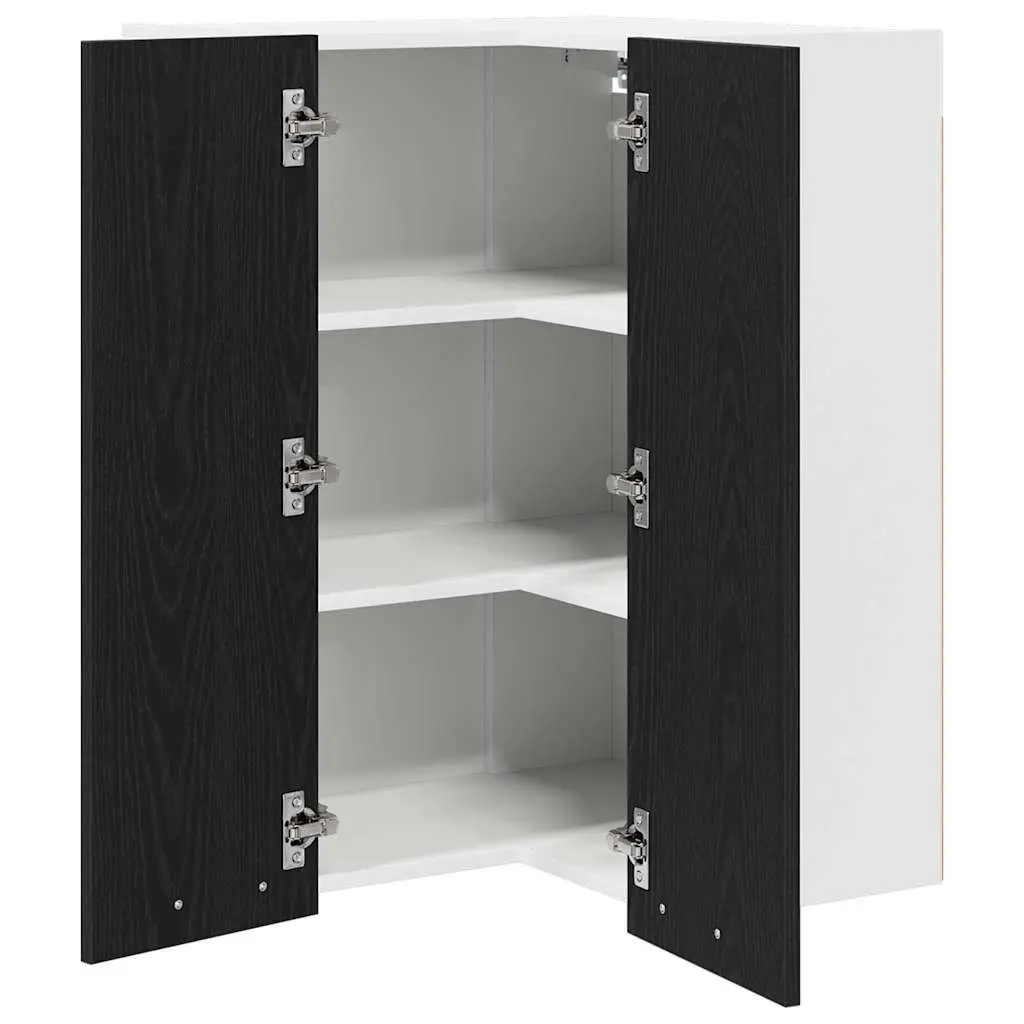 Hanging Kitchen Cabinet Space-Saving Modern 57x57x80cm Black Oak White