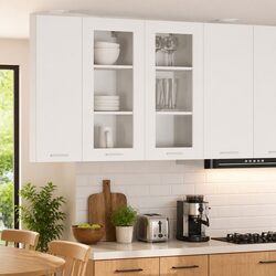 2-Piece White Hanging Kitchen Cabinet Set