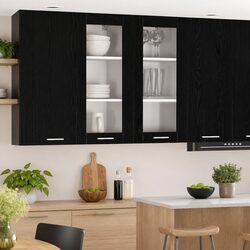 Hanging Kitchen Cabinet in Black Oak - Engineered Wood 40x31x80cm