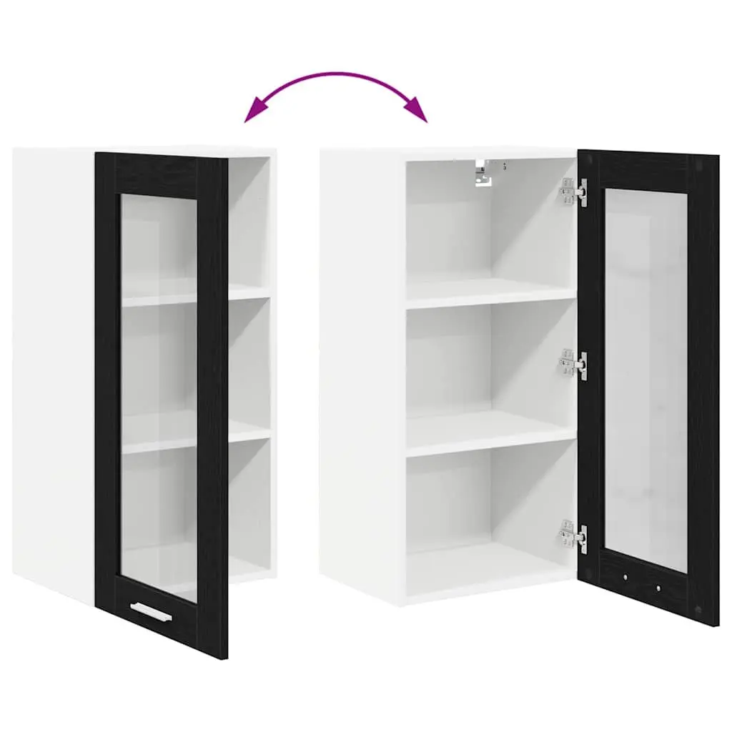 Hanging Kitchen Cabinet Space-Saving Black Oak Engineered Wood 40x31x80cm