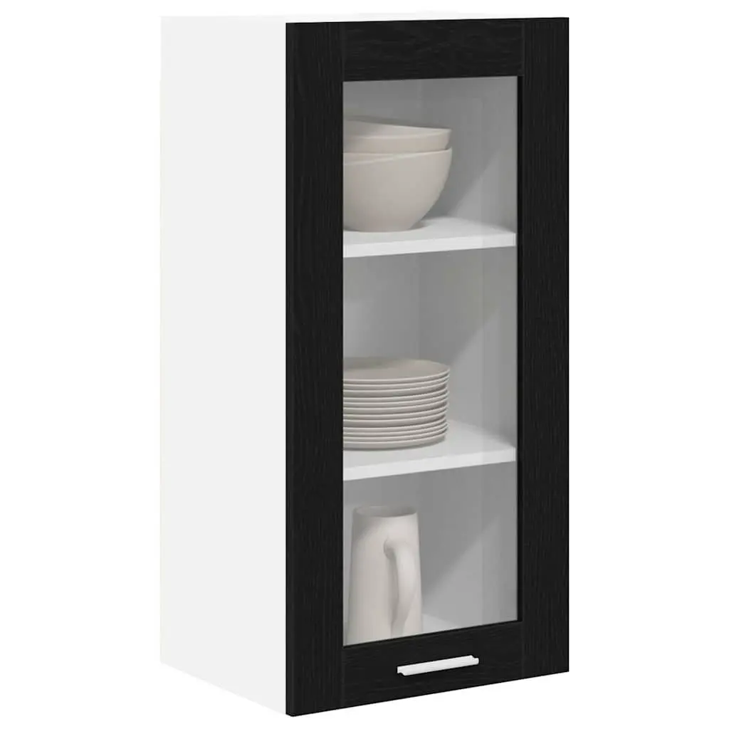 Hanging Kitchen Cabinet Space-Saving Black Oak Engineered Wood 40x31x80cm