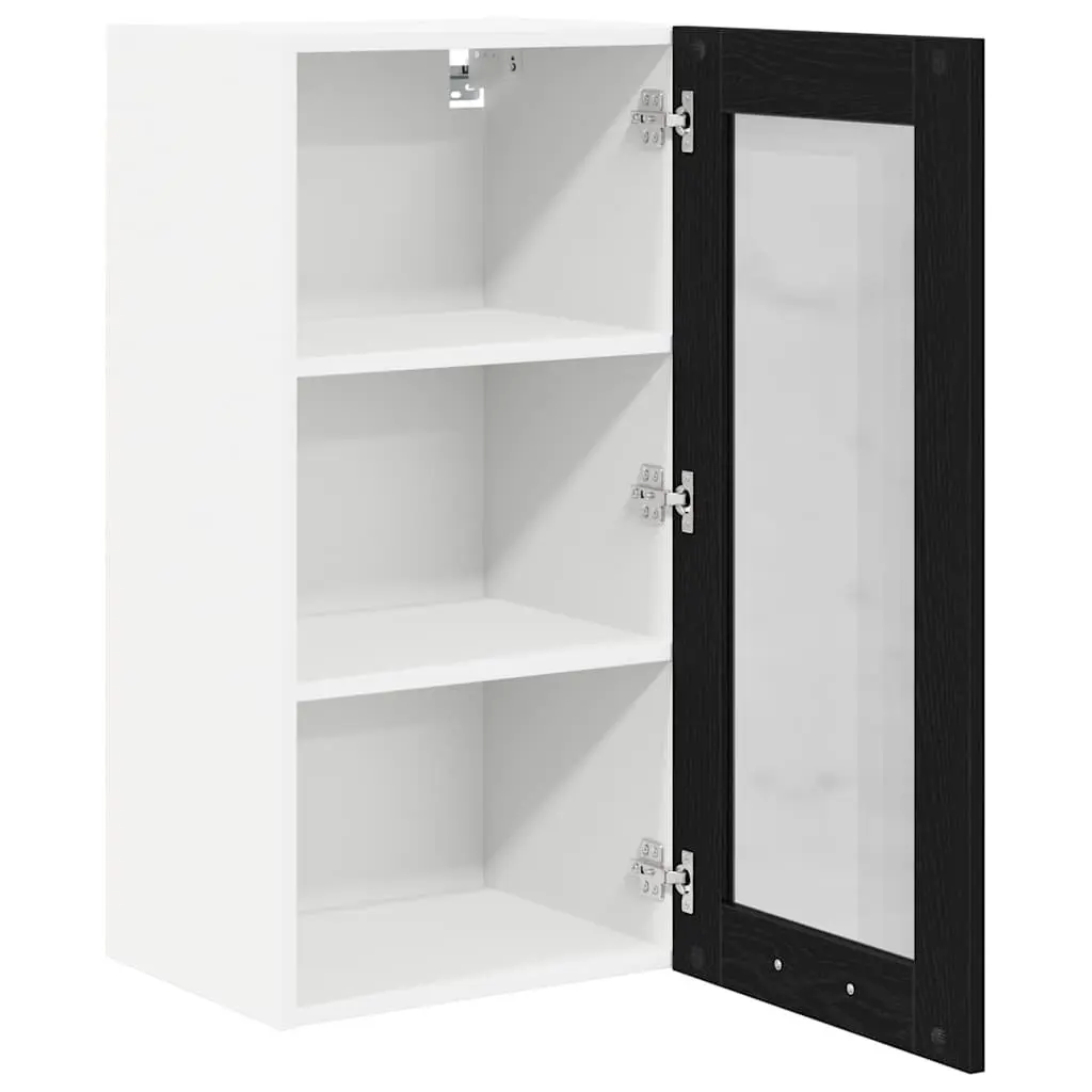 Hanging Kitchen Cabinet Space-Saving Black Oak Engineered Wood 40x31x80cm