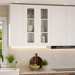 Hanging Kitchen Cabinet with Door in White Engineered Wood