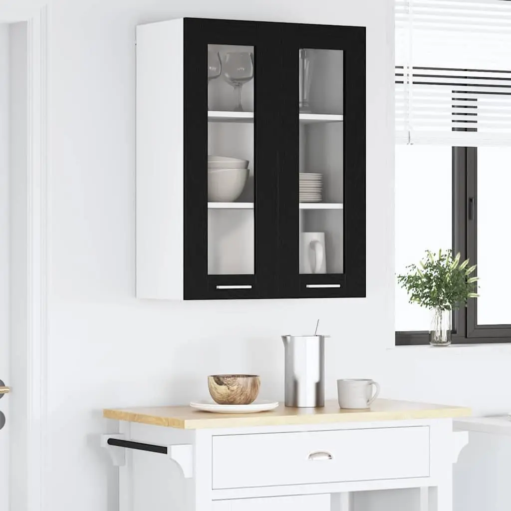 Hanging Cabinet Engineered Wood Modern Storage Black Oak 60x31x80cm