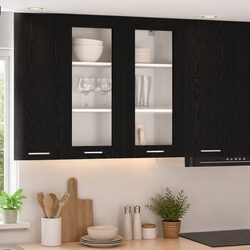 Black Oak Wall-Mounted Kitchen Cabinet 80 x 31 x 80 cm