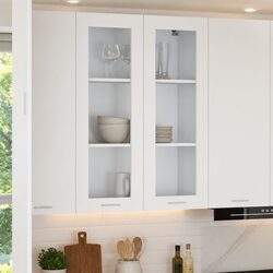 Hanging Kitchen Cabinet in White Engineered Wood, 80 x 31 x 100 cm