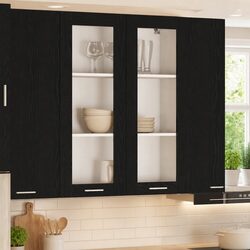 Engineered Wood Hanging Cabinet in Black Oak 80 x 31 x 100 cm