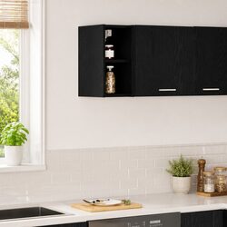 Engineered Wood Black Oak Wall-Mounted Kitchen Cabinet