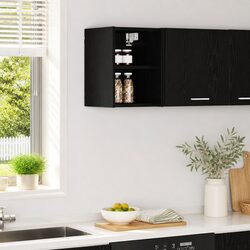 Engineered Wood Hanging Kitchen Cabinet in Black Oak