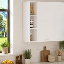 White Engineered Wood Hanging Kitchen Cabinet 20x29.5x80cm