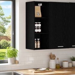 Engineered Wood Black Oak Hanging Kitchen Cabinet 30x29.5x80cm
