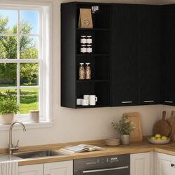 Engineered Wood Hanging Kitchen Cabinet in Black Oak