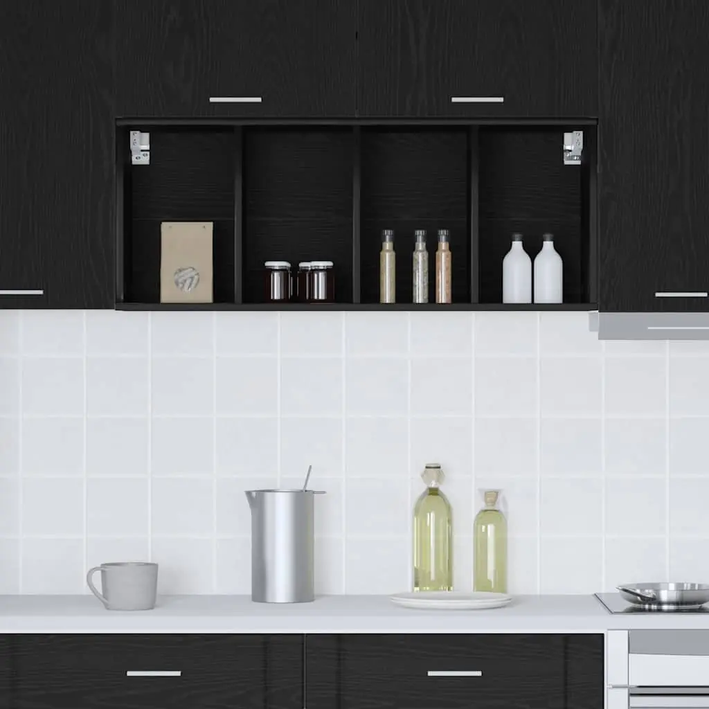 Hanging Kitchen Cabinet Modern Storage Engineered Wood Black Oak 40 x 29.5 x 100 cm