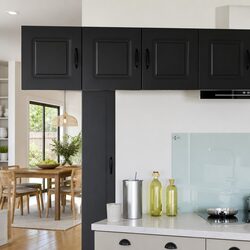 Engineered Wood Kitchen Cabinet with Black Finish