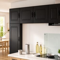 Black Engineered Wood Kitchen Cabinet with Dishwasher Panel