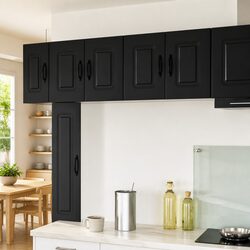 Dishwasher Storage Kitchen Cabinet in Black Engineered Wood